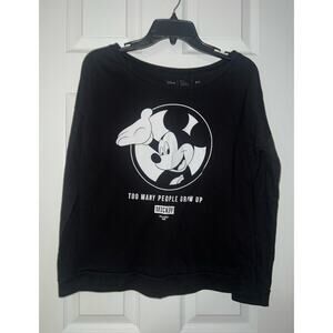 Neff X Disney Streetwear Long SleeveT-Shirt Mickey Mouse Black White Sz M Medium